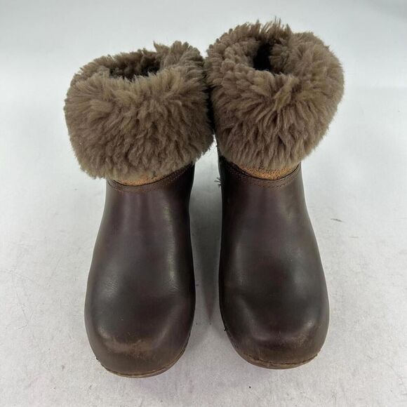 Dansko Bessie Women's Brown Burnished Leather Boot US 7.5 Shearling Pull-On Shoe - Picture 3 of 13